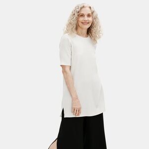Eileen Fisher Textured Stretch Rib Round Neck Tunic‎ Small